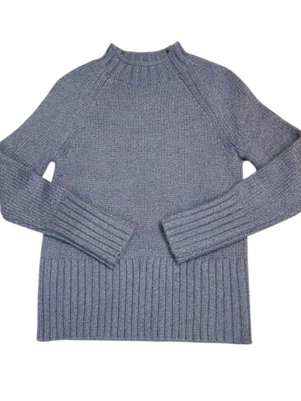 Talbots blue sparkly mock neck sweater